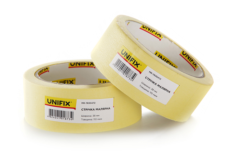 Стрічка клейка малярна 38мм*40м MR-7830472 UNIFIX Лента клейкая малярная 38мм*40м MR-7830472 UNIFIX