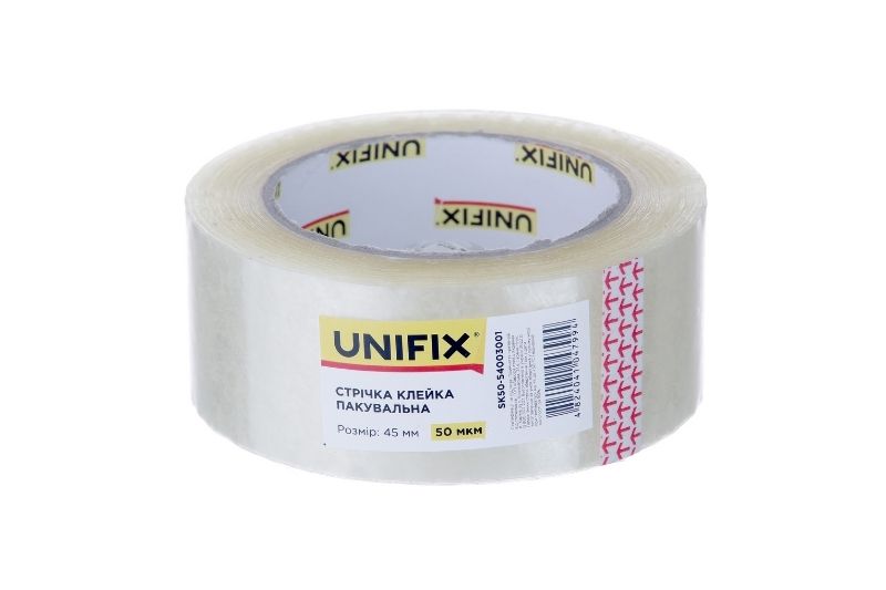 Стрічка клейка пакувальна SK50-54003001 300 45мм 50мкм UNIFIX Скотч упаковочный SK50-54003001 300 50мкм 45мм UNIFIX