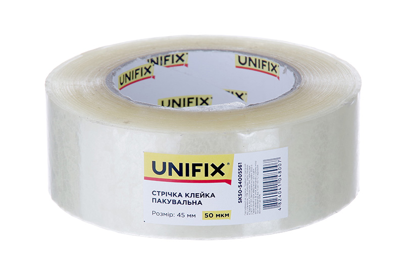 Стрічка клейка пакувальна SK50-54005561 500 45мм 50мкм UNIFIX Скотч упаковочный SK50-54005561 500 50мкм 45 мм UNIFIX