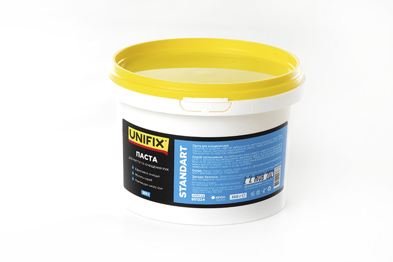 Паста для очищення рук Standart 0,35кг (відерце) UNIFIX Паста для очистки рук Standart 0,35кг (ведерко) UNIFIX