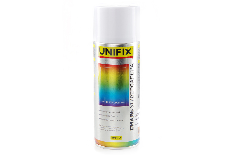 Эмаль акриловая универсальная RAL 9010 Белый гл. 400мл UNIFIX