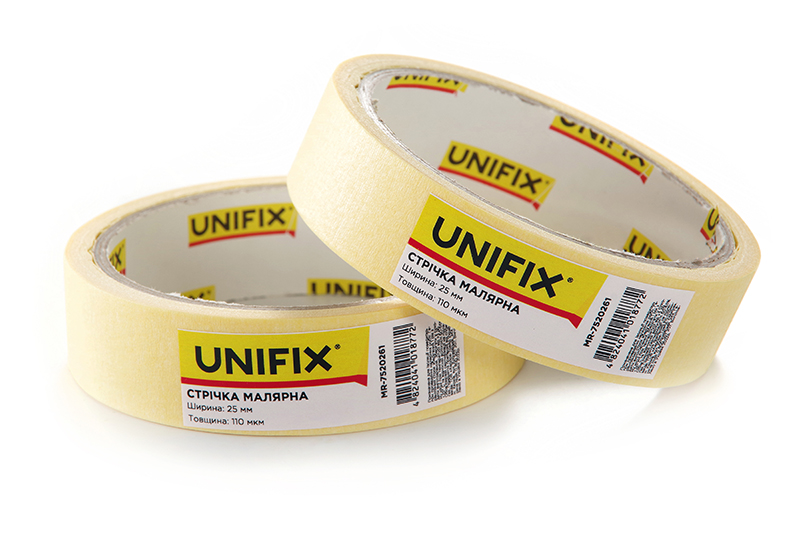 Стрічка клейка малярна 25мм*20м MR-7520261 UNIFIX Лента клейкая малярная 25мм*20м MR-7520261 UNIFIX