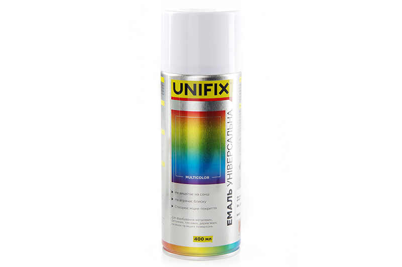 Эмаль универсальная акриловая RAL 9010 Белый мат. 400мл UNIFIX
