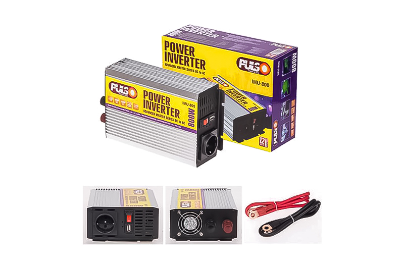 Преобразователь напряжения IMU 800 12V-220V 800W USB-5VDC0.5A мод.волна / клеммы (IMU-800) PULSO