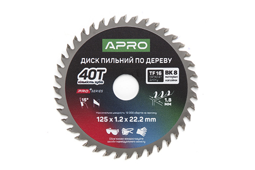 Диск пильный по дереву 125х22.2мм 40Т APRO PRO