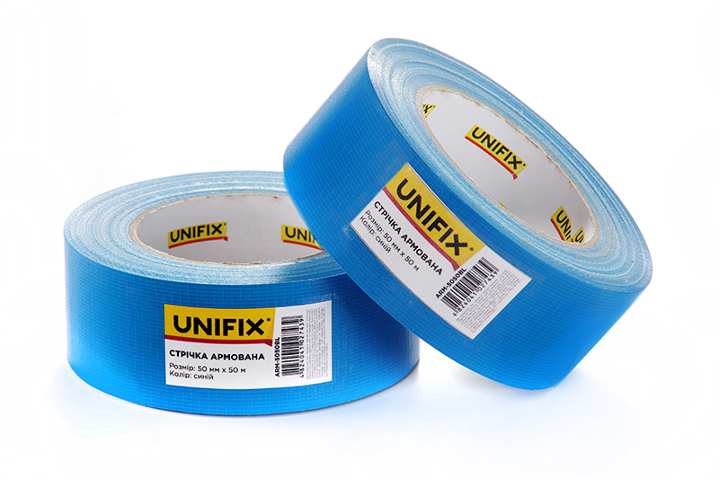 Стрічка клейка армована синя 50мм*50м UNIFIX Лента клейкая армированная синяя 50мм*50м UNIFIX