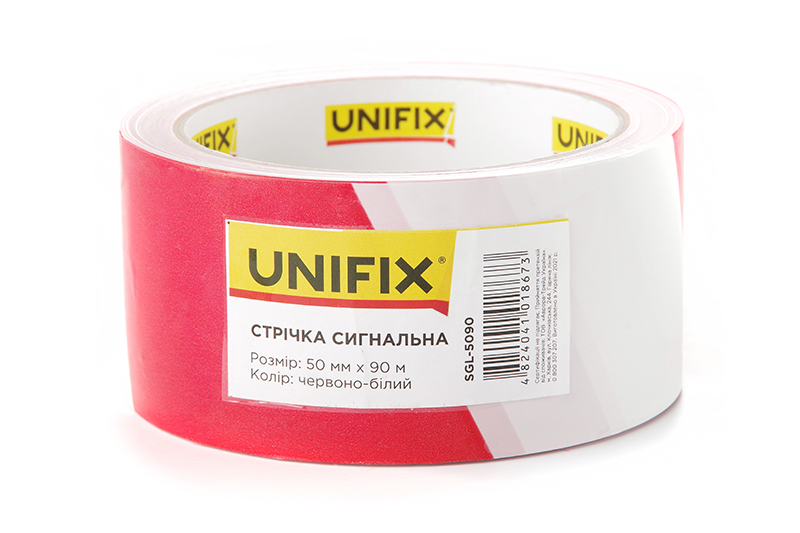 Сигнальна стрічка 50мм*90м червоно-біла UNIFIX Сигнальная лента 50мм*90м красно-белая UNIFIX