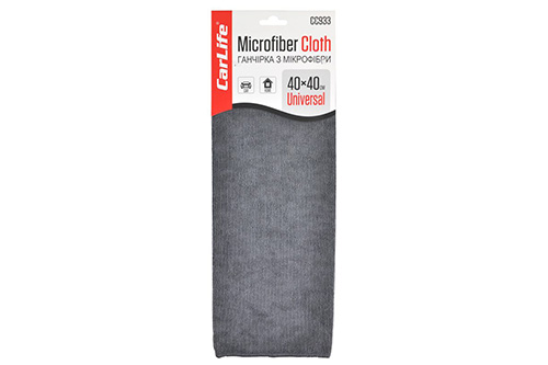 Ганчірка з мікрофібри 40x40см сіра CC933 CARLIFE Тряпка из микрофибры 40x40см серая CC933 CARLIFE