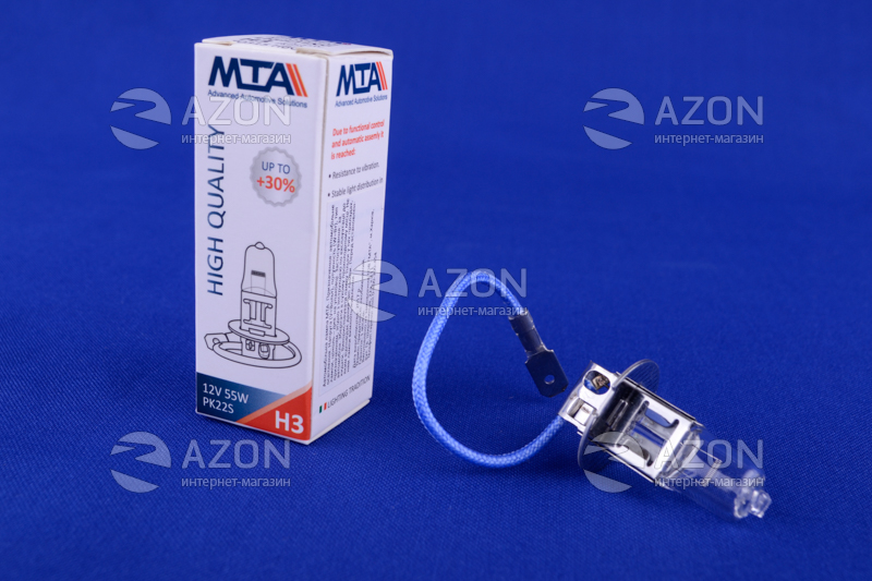 Лампа автомобільна H3 12V 55W PK22S (ближня/дальня, протитуманна) MTA Лампа автомобильная H3 12V 55W PK22S (ближняя/дальняя, противотуманная) MTA