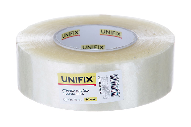 Стрічка клейка пакувальна SK50-54057052 750 45мм 50мкм UNIFIX Скотч упаковочный SK50-54057052 750 50мкм 45 мм UNIFIX