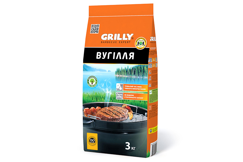 Уголь древесный 3кг Grilly