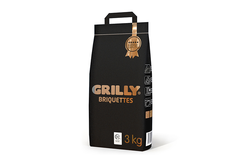 Брикеты древесноугольные 3кг Premium Grilly