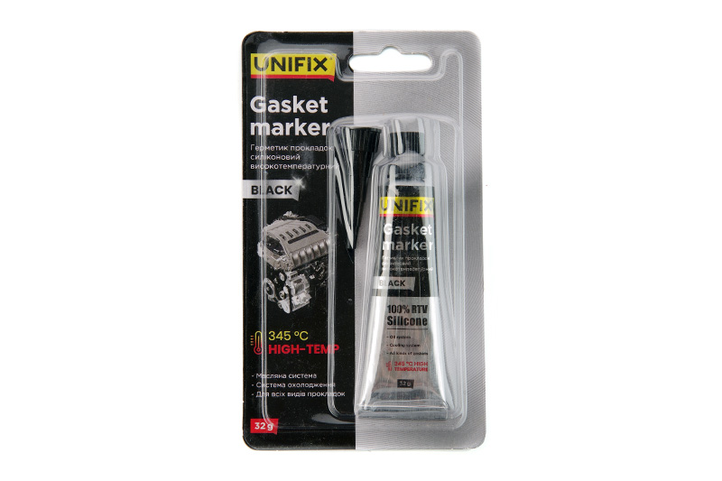 Герметик прокладок силиконовый высокотемпературный черный 32г UNIFIX