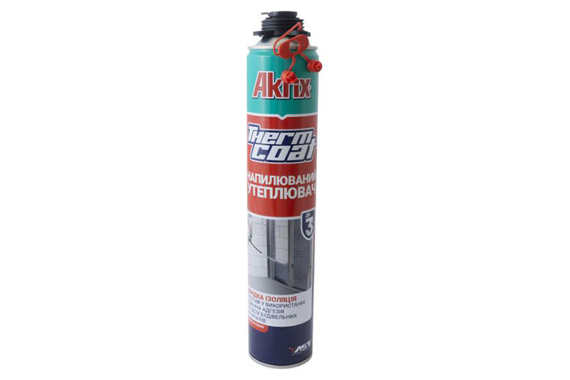 Піна напилювана професійна Akfix THERMCOAT 850мл/900 гр Пена напыляемая профессиональная Akfix THERMCOAT 850мл/900 гр