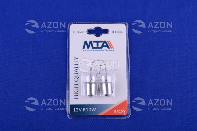 Лампа автомобільна 12V 10W Ba15s R10W (габарити, освітлення номерного знаку) (2шт) MTA Лампа автомобильная 12V 10W Ba15s R10W (габариты, освещение номерного знака) (2шт) MTA