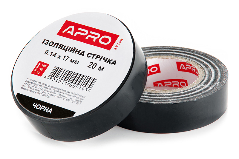 Ізоляційна стрiчка чорна 0.14х17мм 25м (пачка, кратно 10шт) APRO Изоляционная лента черная 0.14х17мм 25м (пачка, кратно 10шт) APRO