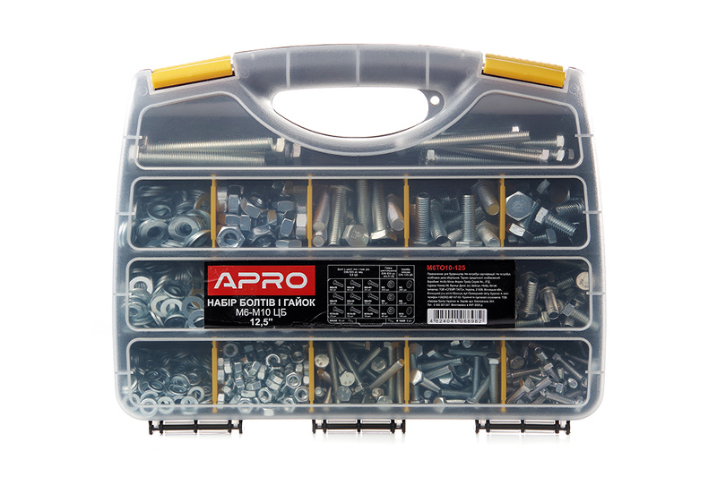 Набор болтов и гаек M6–M10 ЦБ 12,5'' 320х260х60мм APRO
