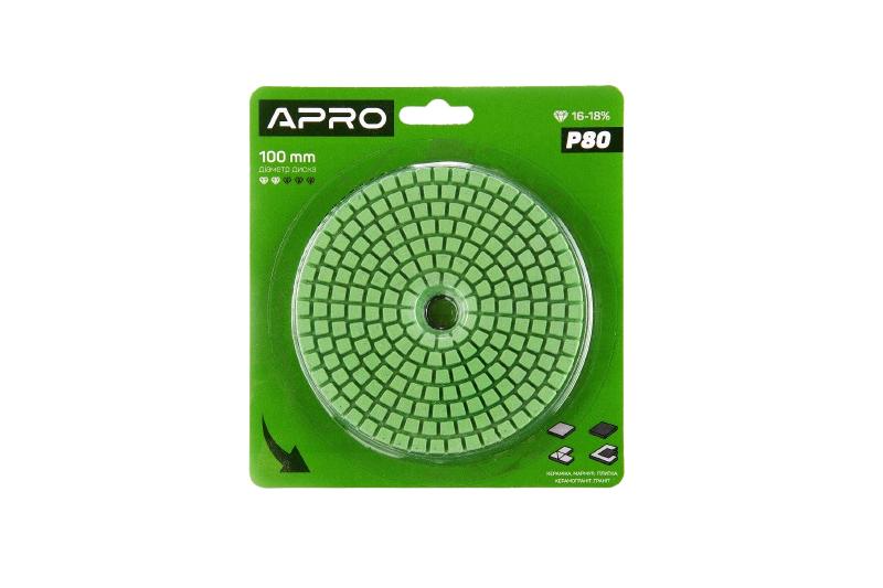 Круг алмазный шлифовальный на липучке 100мм Р50 APRO