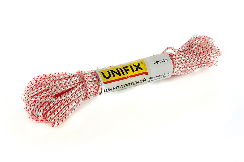 Шнур плетений поліамідний (капроновий) 3мм 20м UNIFIX Шнур плетеный полиамидный (капроновый) 3мм 20м UNIFIX