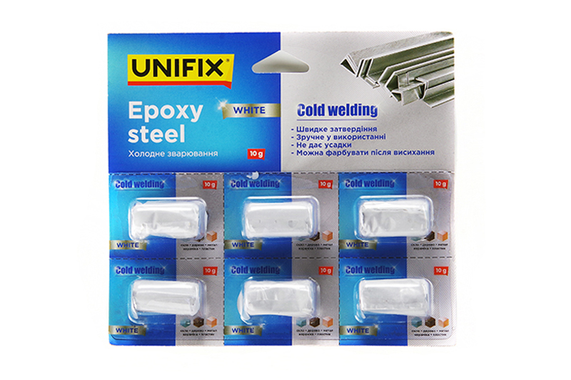 Холодне зварювання біле 6*10г (блістер) UNIFIX Холодная сварка белая 6*10г (блистер) UNIFIX