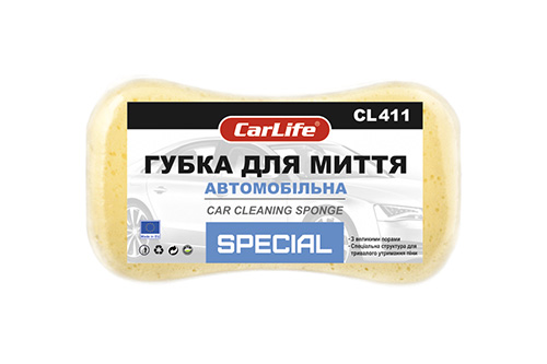 Губка для миття авто Special з великими порами 220x120x60мм, жовта CL-411 CARLIFE Губка для мытья авто Special с крупными порами 220x120x60мм, желтая CL-411 CARLIFE