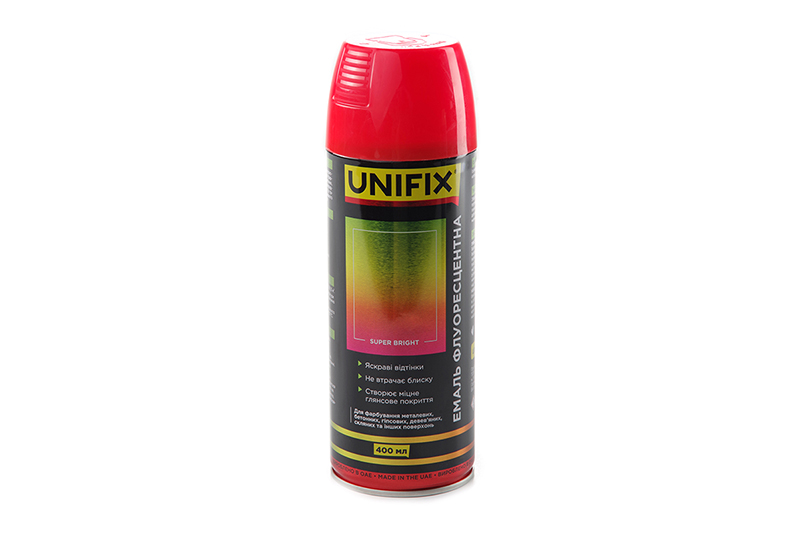 Эмаль акриловая флуоресцентная Красный премиум 400мл UNIFIX