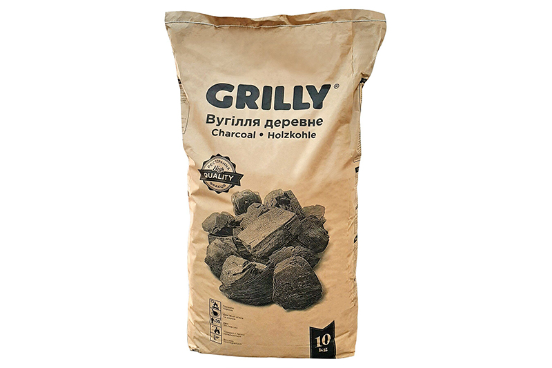 Уголь древесный ресторанный 10кг Grilly