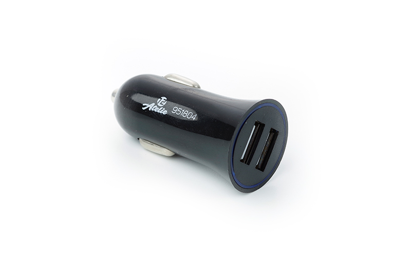 Автомобильное зарядное устройство 2 USB (12/24V - 5V 2,1A) черный 12 Atelie
