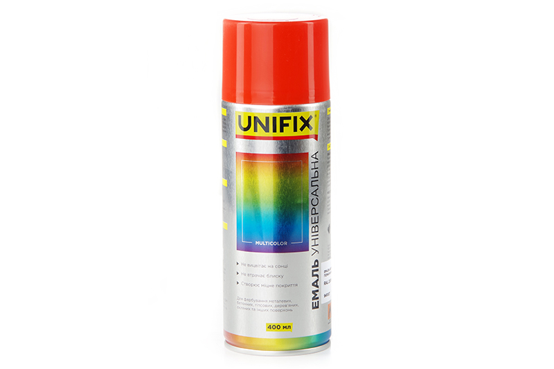 Эмаль акриловая универсальная RAL 2004 Оранжевый гл. 400мл UNIFIX