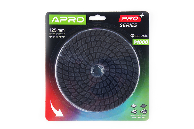 Круг алмазный шлифовальный на липучке 125мм Р1000 APRO PRO