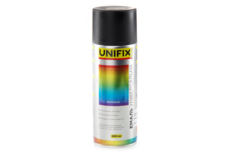 Эмаль акриловая универсальная RAL 9005 Черный мат. 400мл UNIFIX