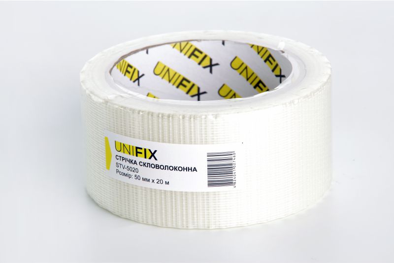 Стрічка клейка скловолоконна 50мм*20м UNIFIX Лента клейкая стекловолоконная 50мм*20м UNIFIX