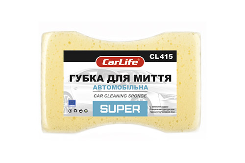 Губка для миття авто Super з великими порами 195x130x70мм, жовта CL-415 CARLIFE Губка для мытья авто Super с крупными порами 195x130x70мм, желтая CL-415 CARLIFE