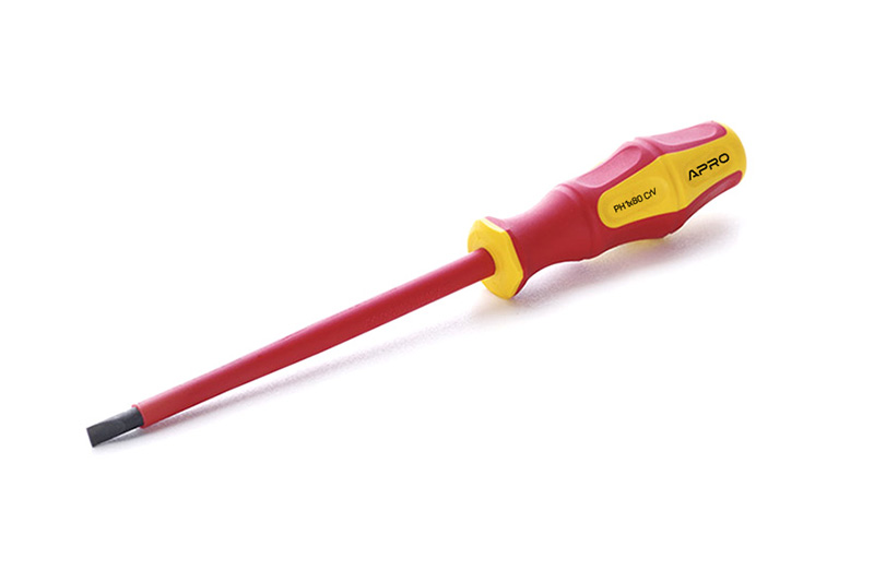 Отвертка диэлектрическая PH1x80 CrV (Phillips) обрезиненная APRO