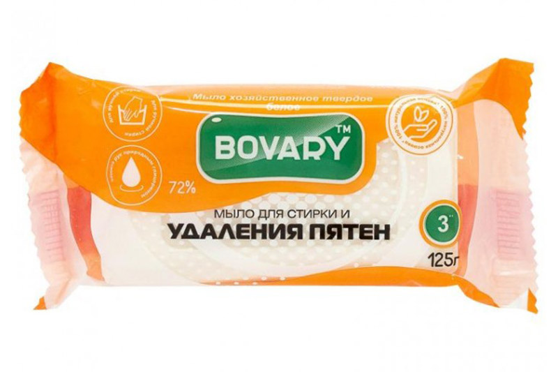 Мило господарське тверде (біл.) 72% для прання та видалення плям 125г Bovary Мыло хозяйственное твёрдое (бел.) 72% для стирки и удаления пятен 125г Bovary