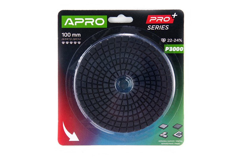 Круг алмазный шлифовальный на липучке 100мм Р3000 APRO PRO