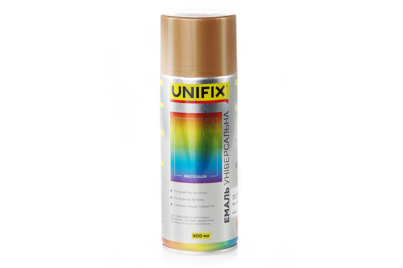 Эмаль акриловая универсальная RAL 1036 Золото гл., 400мл UNIFIX