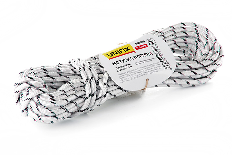 Веревка плетеная лодочная 7мм, 50м UNIFIX