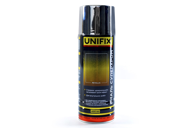 Эмаль акриловая суперхром зеркальное серебро глянец 400мл UNIFIX