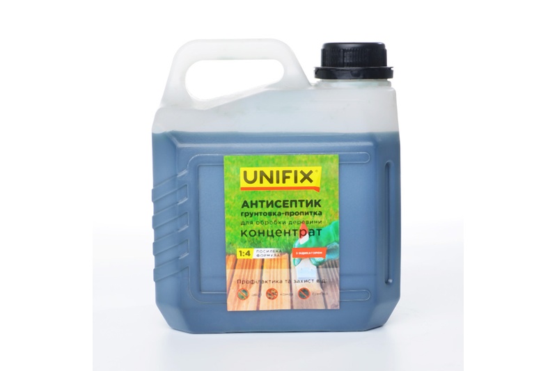 Антисептик грунтовка-пропитка концентрат 1:4 для обработки древесины 3 кг (с индикатором) UNIFIX