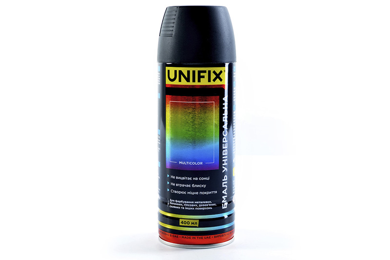 Эмаль универсальная акриловая премиум RAL9005 черный мат 400мл UNIFIX