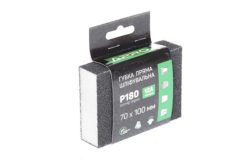 Губка шліфувальна APRO чотирьохстороння пряма P180 Губка шлифовальная APRO четырехсторонняя прямая P180