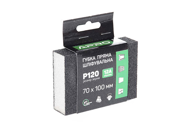 Губка шлифовальная APRO четырехсторонняя прямая P120