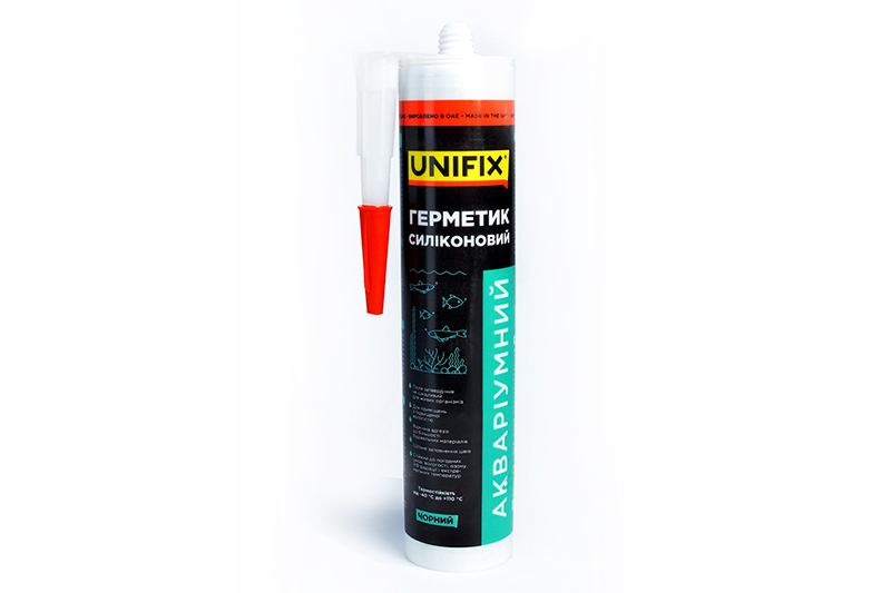 Герметик силіконовий акваріумний UNIFIX (чорний) 280 мл Герметик силиконовый аквариумный UNIFIX (черный) 280 мл