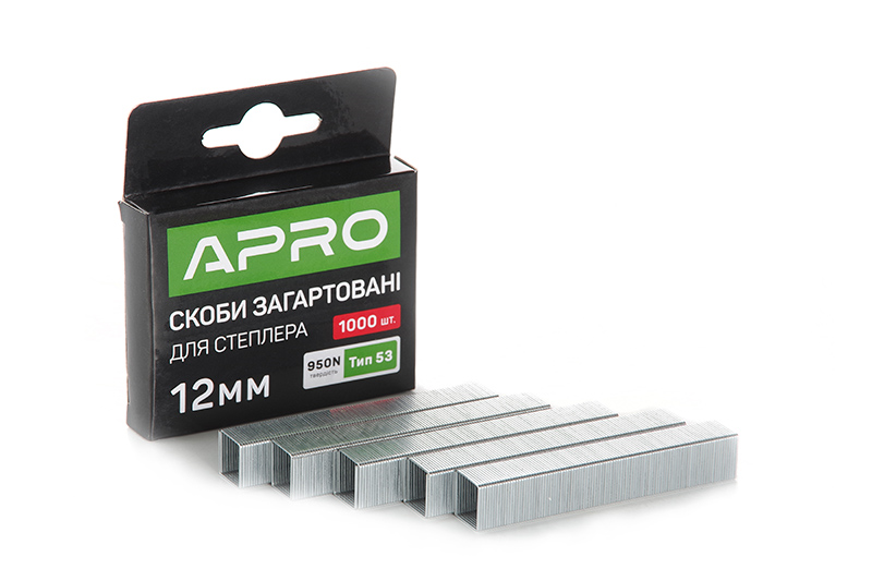 Скоби загартовані 12х11.3х0.7мм 1000шт APRO Скобы закаленные 12х11.3х0.7мм 1000шт APRO