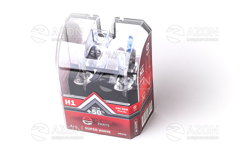 Лампа автомобильная H1 12V 55W P14.5S SUPER WHITE (ближняя/дальняя, противотуманная) (светло-голубой) (2 шт.) AG AUTO PARTS Купить Лампа автомобильная H1 12V 55W P14.5S SUPER WHITE (ближняя/дальняя, противотуманная) (светло-голубой) (2 шт.) AG AUTO PARTS