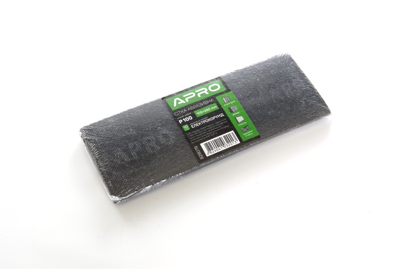 Сітка абразивна APRO P100 105*280мм електрокорунд (10шт) Сетка абразивная APRO P100 105*280мм электрокорунд (10шт)