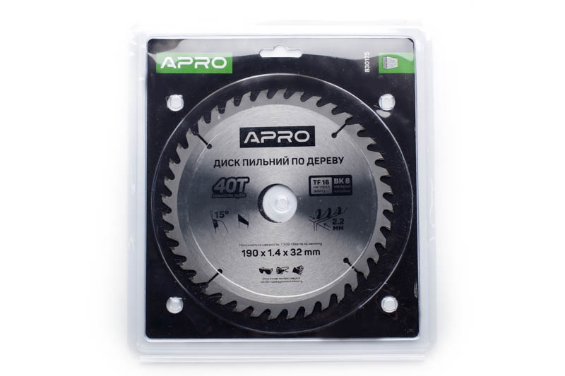 Диск пиловий до дерева 190х32х40T APRO Диск пильный по дереву 190х32х40T APRO