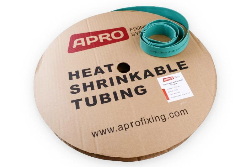 Термоусаживаемая трубка 25мм зеленая 50м APRO