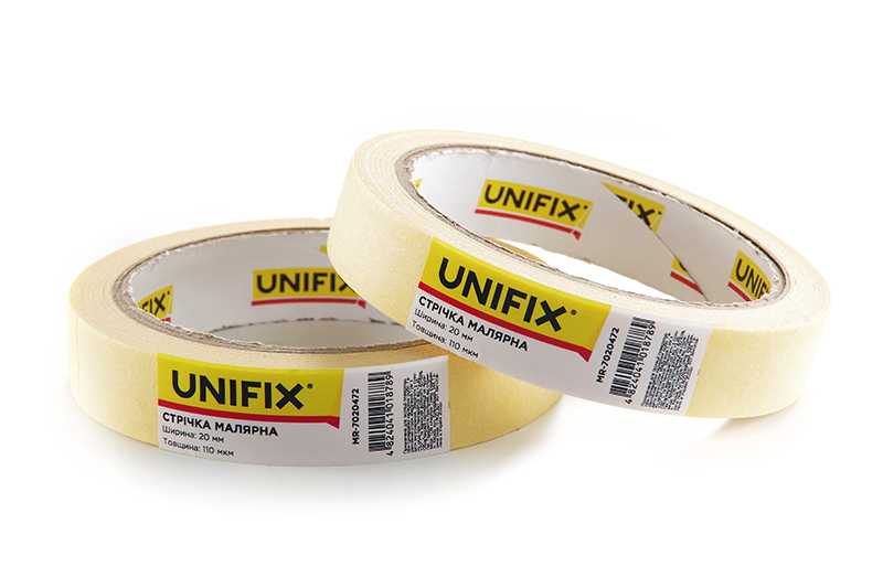Стрічка клейка малярна 20мм*40м MR-7020472 UNIFIX Лента клейкая малярная 20мм*40м MR-7020472 UNIFIX